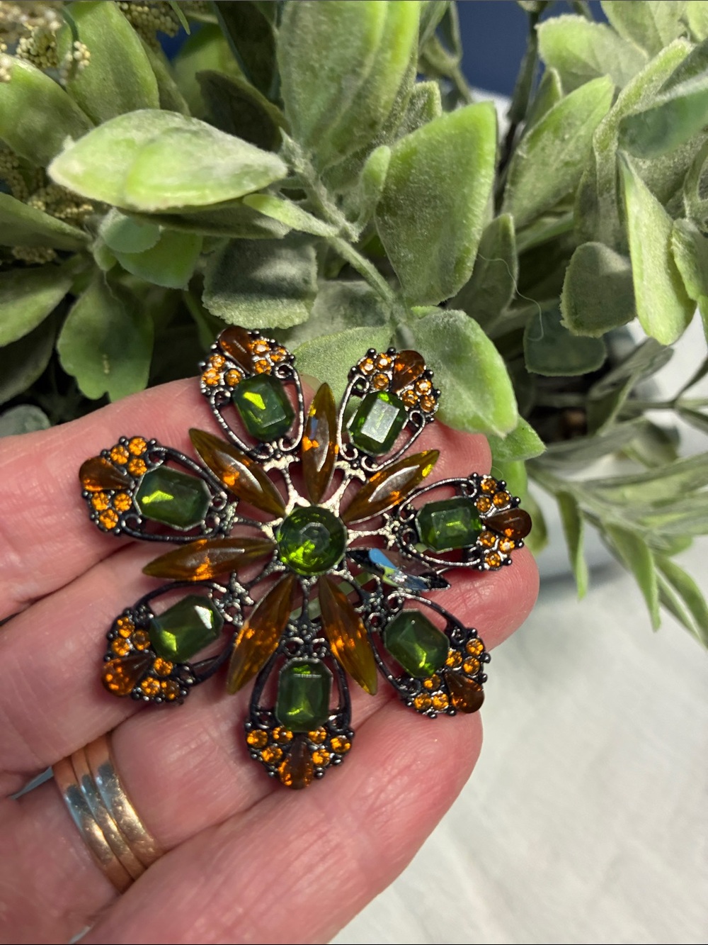 Autumn Colors Rhinestone Brooch